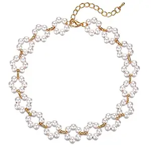 Jewels Galaxy Jewellery For Women Gold Plated Pearl Studded Necklace (CT-NCK-44259)