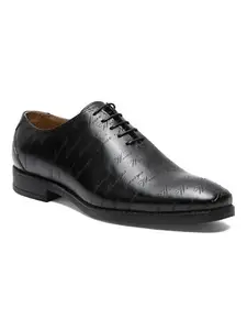 TEAKWOOD LEATHERS Men's Leather Wave Oxford Shoe | Lace Up Formal Shoes for Men (42, Black)