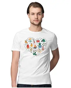ALLEN BLACK Men's Regular Fit T-Shirt Camping Heart 100% Cotton T-Shirt White_CAMPLOMNR-White XL Men Round_