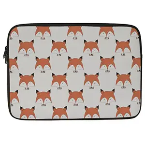 Crazyify Fox Face Printed Laptop Sleeve/Laptop Case Cover/Laptop Bag 14 inch with Shockproof & Waterproof Linen On All Inner Sides | MacBook/Laptop Sleeve for Men & Women