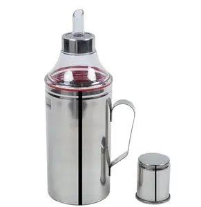 Durwasa Stainless Steel Oil Dispenser Bottle (1000 ml) | Used for- Ghee | Oil | Chutnee | Vinegar | Sauce | Water | (Silver, Set of 1)