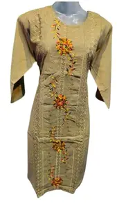 Embroidered Dress for Women Brown