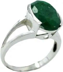 Astro Cart 7.25 Ratti Panna Stone Silver Ring Original Certified 6.60 Carat Emerald Stone Ring Oval Hara Panna Ratna Ki Anguthi एमराल्ड पन्ना स्टोन ओरिजिनल अंगुठी For Gift