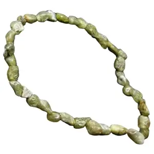 RRJEWELZ 6-8mm Natural Gemstone Chrysoberyl Tumble shape Smooth cut beads 7.5 inch stretchable bracelet for men. | STBR_RR_M_02694