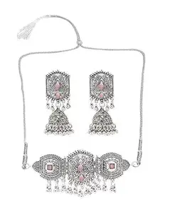 Delicate Pink Round Leaf Choker Necklace for Women – Traditional Indian Jewelry