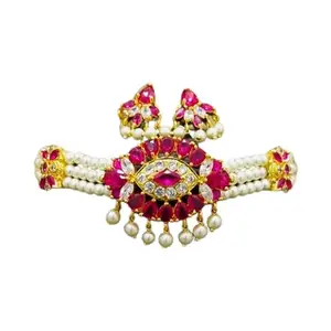 EYES SHAPE WHITE PINK CHOKER WITH EARRING