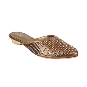 Walkway By Metro Brands Women's Antique Gold Synthetic Sandals 8-UK (41 EU) (35-4755)