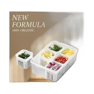 "Multi-Purpose 6-in-1 Fridge Container: Store Fruits, Vegetables, Spices, and More with Ease! | Strong, Airtight Lock mechani|Design - 497 Refrigerator Organizers