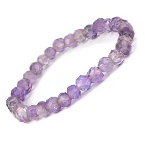 Reiki Crystal Products Natural Amethyst Bracelet Crystal Stone 6 mm Faceted Beads Bracelet Round Shape for Reiki Healing and Crystal Healing Stone (Color : Purple)