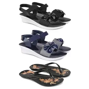 Trendy Open-Toe Sandals for Women – Soft Padded Footbed, Summer Wear | (COMBO-3)-1969-1972-O20-5