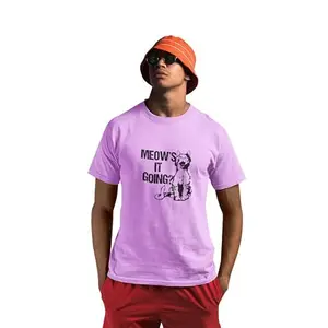 Streetfluencer Casual Round Neck Men’s Printed Half Sleeve Cotton T-Shirt Purple