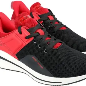 WALKAROO Gent's Black Red Sports Shoe|08 UK