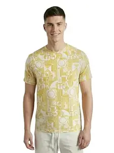 TECHNOSPORT Men Printed Slim Fit Round Neck T Shirt MATPIQ Short Sleeve Polyester Tshirt for Men Gym Workout Running Casual Sports Active Quick Dry Branded