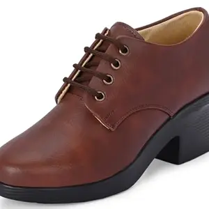 Karaddi Women's Formal Shoes | Lace up for Women Brown | Block Heel Derby Shoes Color Brown Size 8 UK/ind