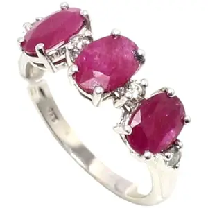 Rajasthan Gems Ring 925 Sterling Silver Natural Precious Red Ruby Manik Gem Stone Gemstone & Real Diamonds Diamond Women Handmade Gift k500