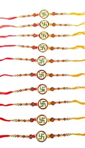 Rakhi Set of 12 for Brother Boy Bhaiya Men, suwastik Rakhi for Bhai | pack of 12