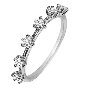 Peora American Diamond Studded Silver Plated Finger Ring Fashion Wear Stylish Jewellery Gift for Girls & Women (PX8R108) - Valentines Gift for Her