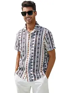 Leriya Fashion Men's Casual - Button Down Summer Shirt for Mans | Regular Fit Shirts for Man | Ideal for Travel |Picnic |Rayon Half Sleeve Printed Shirt's