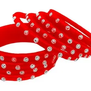 pratthipati's |Silk Thread Ladies Trendy Designer Bangles |Metal Bangle |Traditional Bridal Jwellery Bangles|Pack Of 8 (Red, 2/0)