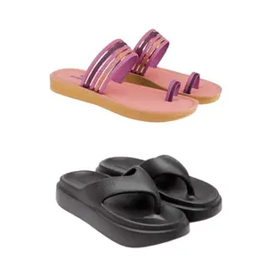 ZENWEAR Extra Soft Classic Casual wear with Flexibility Technology Heel Combo for Women's/Girl's(6145+6109)(5) Multicolor