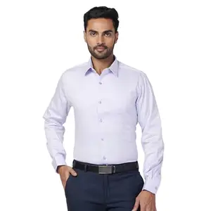 Raymond Men's Slim Fit Structure Pattern Pure Cotton Semicutaway Collar Full Sleeve Formal Shirt (Size: 44)-RMSX12894-V3 Medium Violet