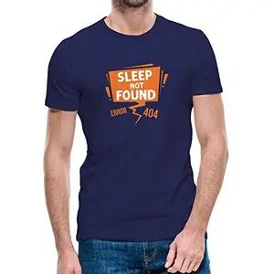 DUDEME Sleep Not Found Error 404 | Programmer T Shirt | Coding T Shirt for Coders | Developer T Shirt | Round Neck Cotton T-Shirt | Geek Half Sleeve T Shirt for Men & Women (Navy, L)