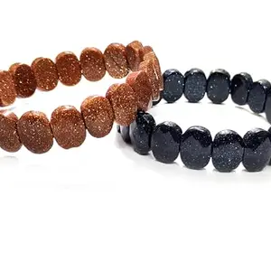 ASTROGHAR Red And Blue Gold Stone Sand Stone Faceted diamond cut Oval Shaped Crystal Bracelet