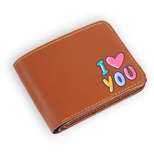 NAVYA ROYAL ART Men's Leather Wallet - I Love You Design Printed on Wallet - Tan Color