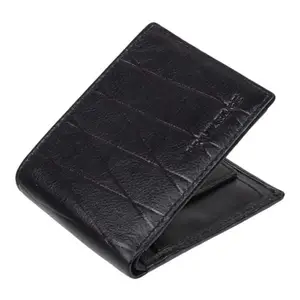 PRIVILEDGE Black Criss-Cross Shine Wallet: A Pinnacle of Elegance and Style | Genuine Leather | Best Gift for Men | 6 Card Slots | 2 compartments