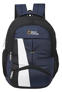 Zadinga Good Friends Unisex School Bag/ 15.6 inch Laptop Backpack/College Bagpack/Office Back Packed |Laptop Bag for Men Women |Boys & Girls with Item Dimensions LxWxH ‏ : ‎20 x 33 x 46 cm (Navy Blue)