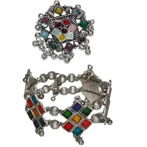 Traditional Multicolour Bracelet & Ring Pack of 2 for Women & Girls