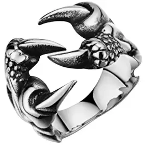 Divisha Stainless Steel Eagle Claw Punk Adjustable Ring for Men