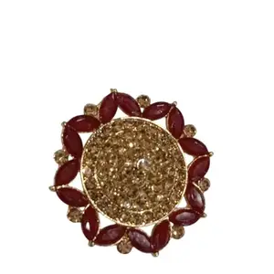 Gold-tone Ring with Gemstones, Clustered Design