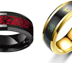 Women Combo Red Dragon & Gold Smart Temperature Ring (IR349)