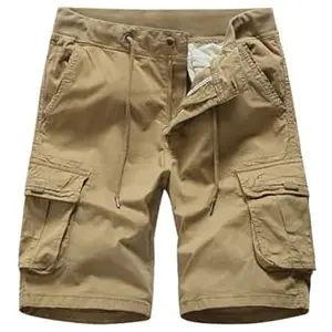 L'MONTE Imported Men's Cotton Cargo Shorts - Casual Outdoor Wear with Elastic Drawstring Waist and Multi Pockets
