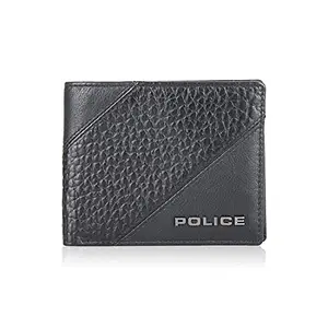 POLICE Jumbo Men's Slim Wallet | Leather Purse with 8 Card Slot, 2 Currency Compartment, 2 Slip-in Pockets -Black