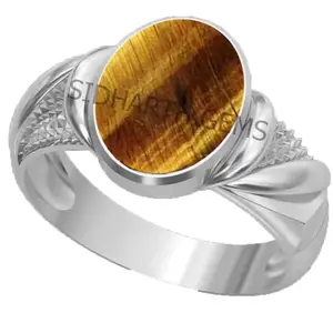 AKSHITA GEMS Lab Certified 5.25 Ratti 4.00 Carat Tiger Eye/Tiger Stone Ring in Gold Plated Ring Panchdhatu Men's and Women's