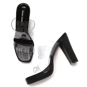 Marc Loire Women's Pair of Comfortable Transparent Slip On Fashion Block Heels For Party, UK 8