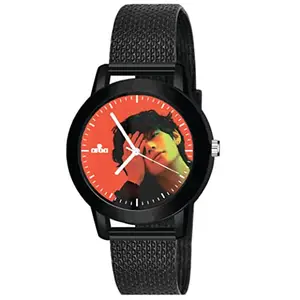 AROA Watch for Womens with Kim Taehyung - River Model :453 in Black Metal Type Rubber Analog Watch Red Dial for Women Stylish Watch for Girls