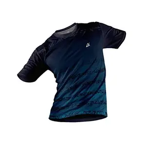 JJ TEES Polyester Half Sleeve Jersey with Round Collar and Digital Print All Over for Men (Size:XXL) (Color: Dark Blue and Light Blue)