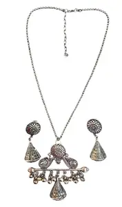 Bell of Elegance: Long German Bell Oxidized Necklace Set