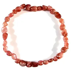 RRJEWELZ Natural Pink Tourmaline 5-8mm Pebble Shape smooth Cut Beads 7.5 Inch Stretchable Bracelet for Men & Women.|STBR_RR_07814_7.5