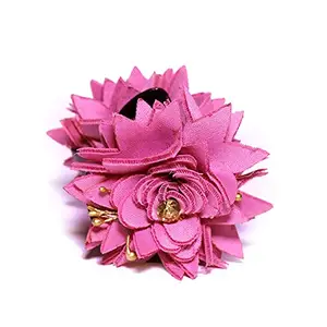 NAVMAV Hair Styling Accessory For Girls & Women Artificial Fabric Jasmine Pink Flower Hair Clutcher Pack of 1