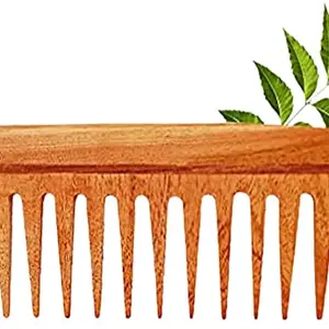 Rufiys Curly Hair Neem Wooden Comb for Women Hair Growth | Detangling | Wide Tooth Neem Wood Anti Dandruff Comb