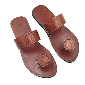 NIKACHU Trendy & Comfortable Leather Slipper for Women & Girls (Brown, numeric_7)