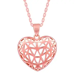 GIVA 925 Silver Rose Gold Filigree Heart Pendant With Link Chain|Gifts For Girlfriend,Rakshabandhan Gift For Sister Bhabhi, With Certificate Of Authenticity And 925 Stamp|6 Month Warranty*