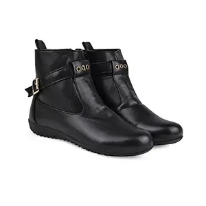Dollphin DFO-102 Women Fashion Stylish Casual Wear For Outdoor High Ankle Boots Black 7