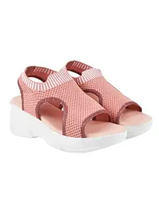 Shoetopia Lightweight Comfortable Trendy Flatforms Pink Sandals for Women & Girls /UK4