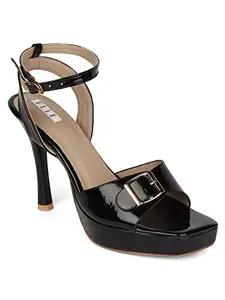 ELLE Women's Black Stiletto Heel Sandal