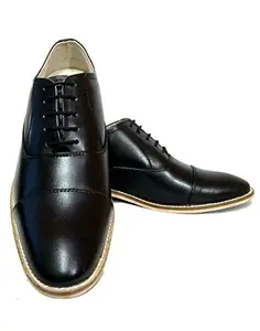ASM Black Oxford Shoes with Two-Tone Hand Finish Softy Leather ARTICLE-HU173, UK 4 to 15 (4)